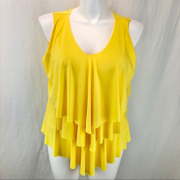 Tops - Flirty Pink tiered tank top yellow - size 2X